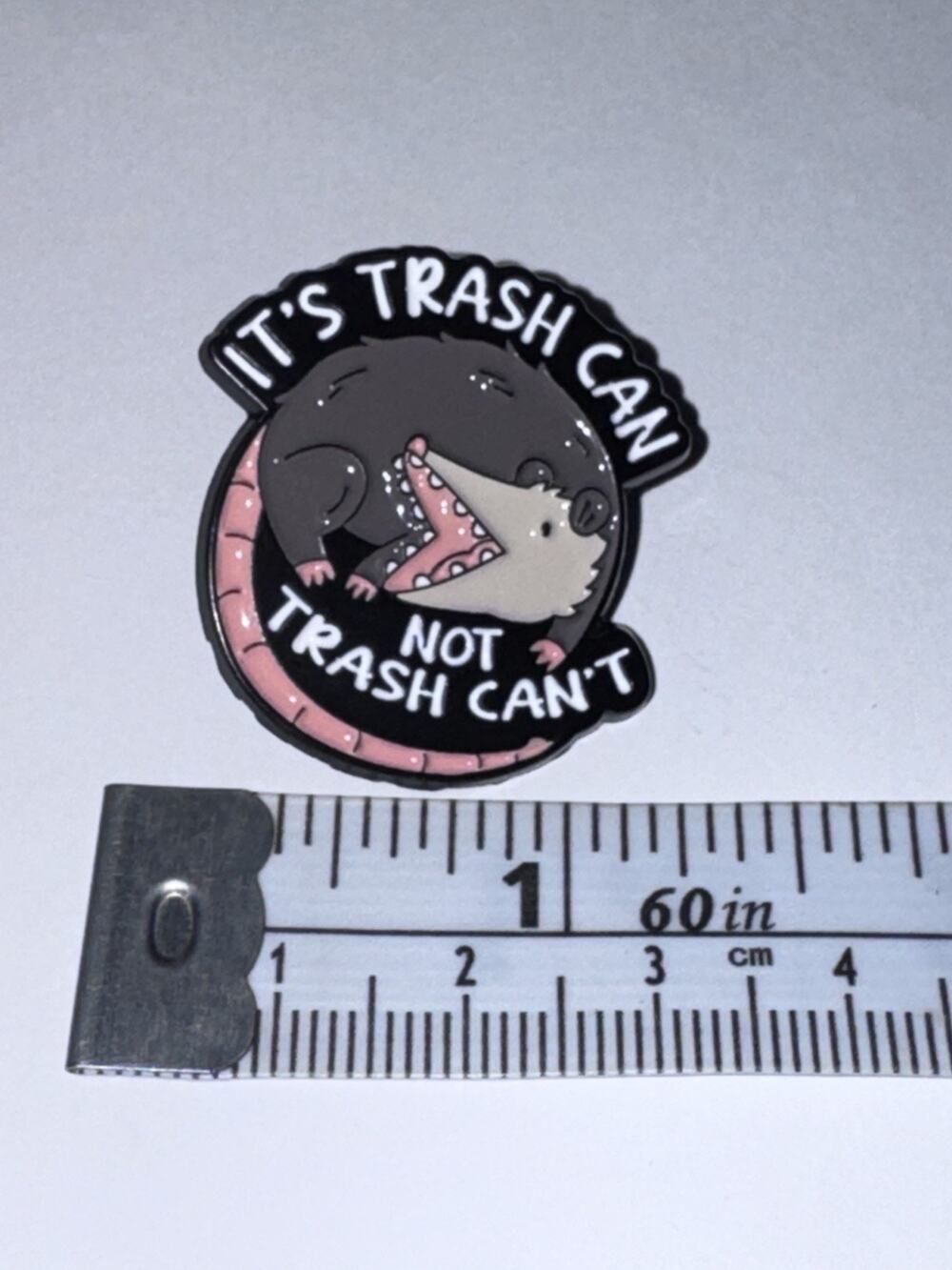 It’s Trash Can Not Trash Can’t Opossum Possum Script Pin Brooch